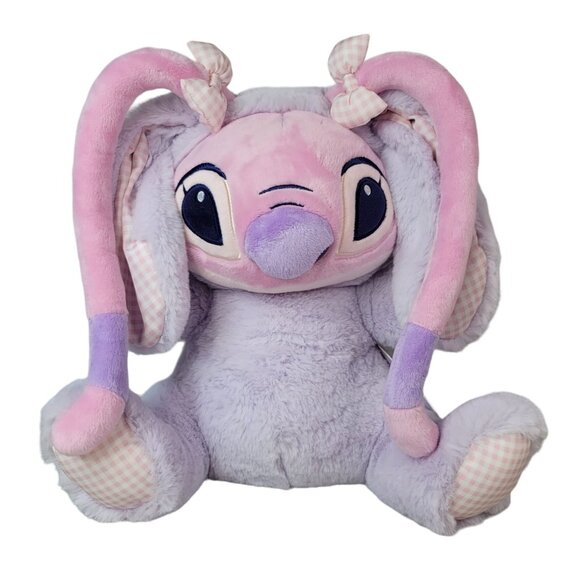 Disney Angel Plush Toy Purple Pink 12" Stitch Girlfriend Stuffed Gingham Bow NWT - Picture 1 of 11